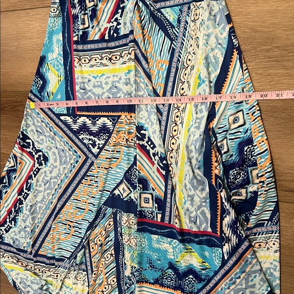 Chicos Long Sleeveless Dress Blue Abstract Asymmetrical Hem Small (4) Chicos 0 - Picture 8 of 13